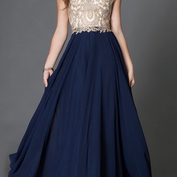 gold embellished prom dress